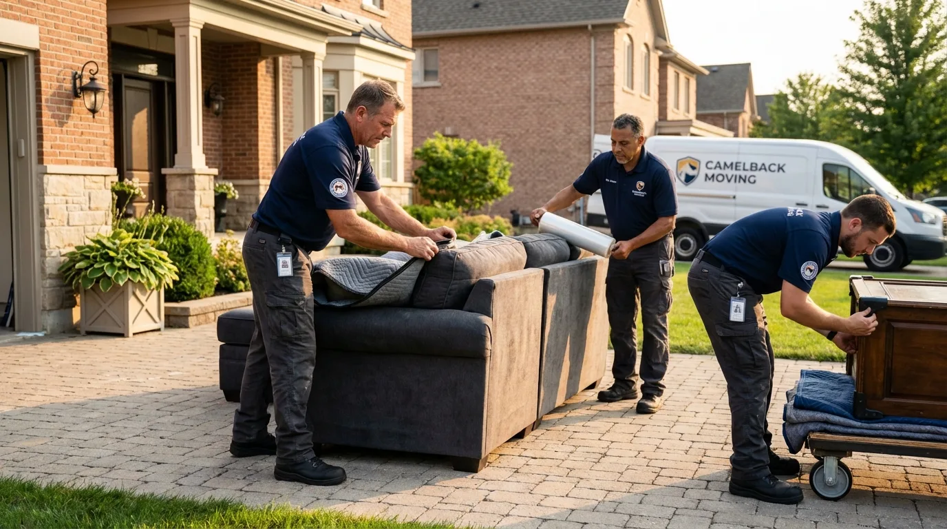 Large estate moving crew wrapping furniture in Mesquite, NV