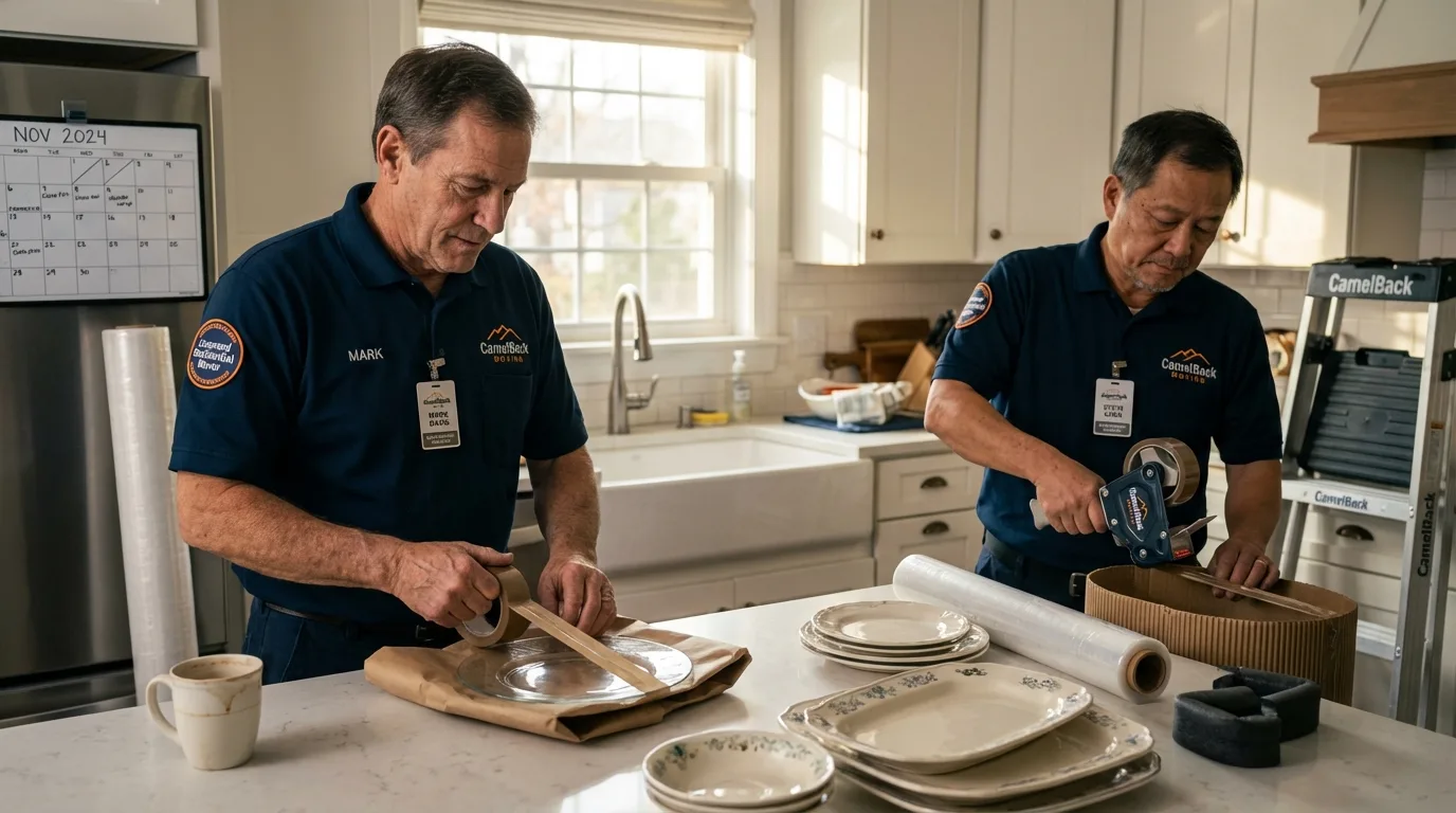 Professional crew packing kitchen dishware in Mesquite, NV